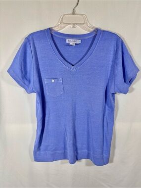 Fresh Produce V-Neck Pocket Tee Periwinkle Blue Purple 100% Cotton Plus Size 1X